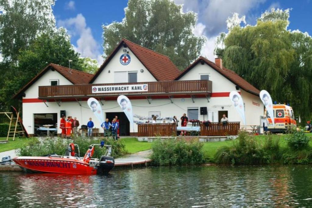 Ferienwohnung OSLO - Haus am See mit Sandstrand nahe Rhein-Main und Spessart Kahl am Main Exterior foto